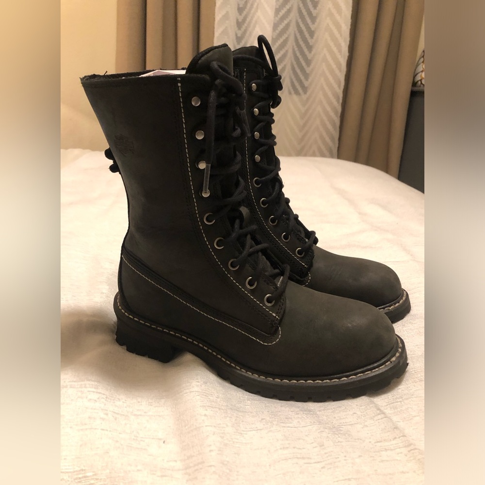 NEW Harley Davidson Bentler 8’ Full Grain Leather Women's Mid Calf Biker Boots - Picture 3 of 15